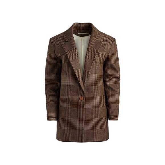 Alice + Olivia 'Colley' Brown Check Blazer Size 2 - Picture 1 of 5